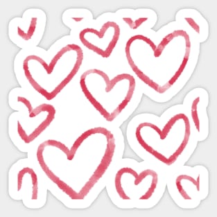 Watercolor Pink Hearts Sticker